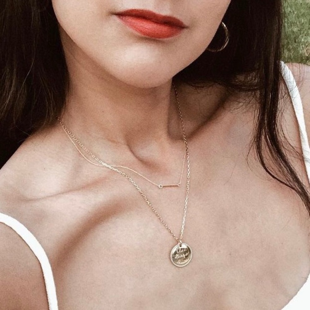 14k Solid Gold Mini Nameplate Necklace Carrie Hoffman